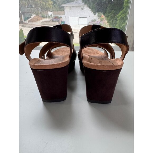 New! Vionic Hoola Tawny T-strap Wedge Platform Sandal, 9.5 wide, brown leather - Picture 4 of 15